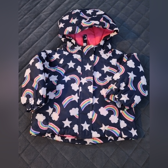 GIRLS NAVY‎ BLUE RAINBOW CLOUD WINTER JACKET SIZE 12-months CHILDREN’S PLACE - Picture 7 of 9